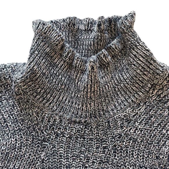 Magaschoni Marled Navy Cotton Cashmere Mock Neck Sweater Women’s Size Medium - Picture 3 of 5